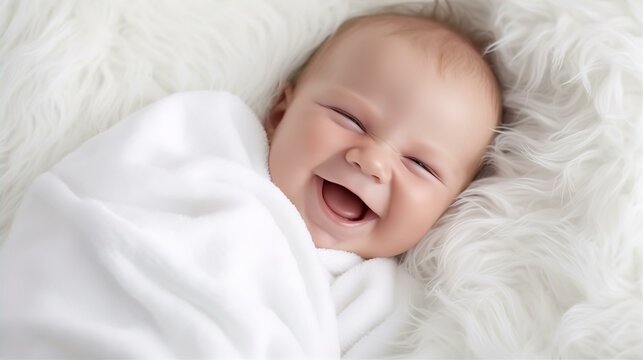 白人の赤ちゃん・おくるみ・ブランケッドに包まれた赤ん坊
