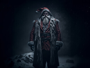 Spooky scary Santa Claus zombie. Horror in the north pole: when Santa Claus turned undead