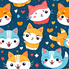 seamless Cartoon character of cat