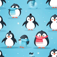 Fototapeta premium seamless Cartoon character of penguin