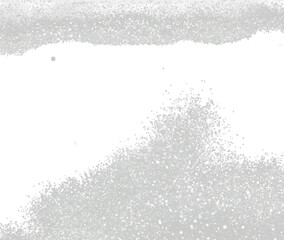 Explosion metallic silver glitter sparkle. Silver Glitter powder spark blink celebrate, blur foil...