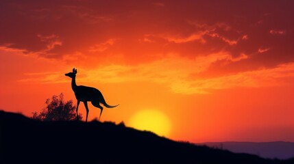 Animal couple Silhouette at Sunset clashing colour background. Generative AI