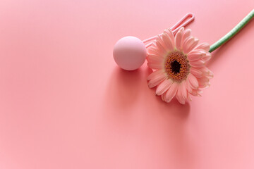 Pink balls for special exercises for woman. Balls for intimate muscles of women. Kegel balls for strenthening the pelvic floor muscles, vaginal muscles. Mock up. Close up