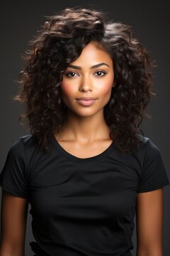 headshot of an attractive black young woman looking at the camera 