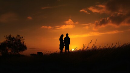 Romantic Sunset Spectrum Clashing Colors Create a Simple Yet Striking Background for a Love-Filled Moment. Generative AI