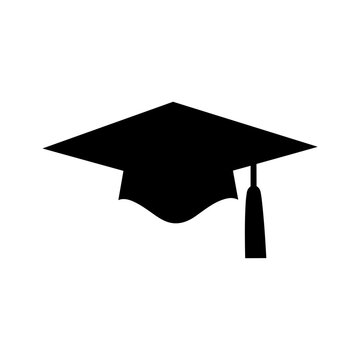 A graduation cap vector set in flat style isolated on white background