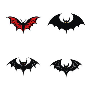 Set of bat vector illustration in flat style, usable for logo or icon design template