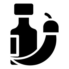 Chili Sausace Icon Illustration with Glyph Style in Trendy Flat Isolated on White Background. SVG Vector