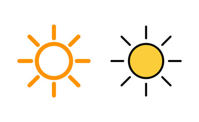 Sun icon set for web and mobile app. Brightness sign and symbol.