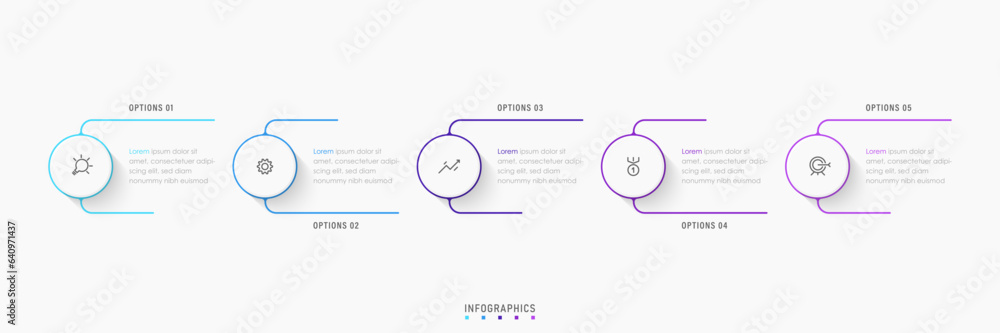 Wall mural vector infographic label design template with icons and 5 options or steps. can be used for process 