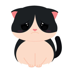Isolated cute sad cat character Vector