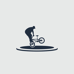 Cycling vector image.cycling bmx logo.biker jumping doing acrobatic tricks atraction ilustration.