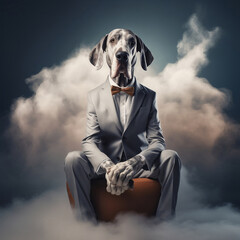 Surreal studio portrait of dog