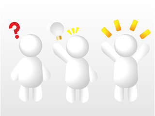 白い人アイコン疑問発見喜ぶベクター素材