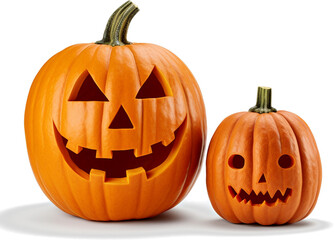 1 Jack-O-Lantern and a high resolution pumpkin. on a white background