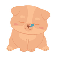Isolated cute asleep dog character Vector