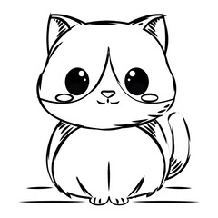 Isolated cute sketch of a happy cat character Vector