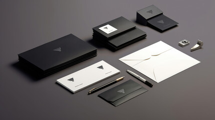 Top-view snapshot of a corporate stationery set mockup
