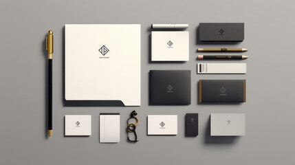 Top-view snapshot of a corporate stationery set mockup