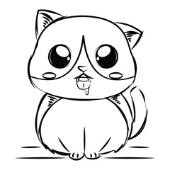 Isolated cute sketch of a happy cat character Vector
