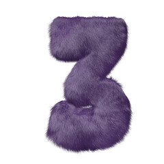 Symbol made of purple fur. number 3