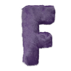 Symbol made of purple fur. letter f
