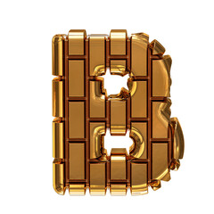 Symbol made of gold vertical bricks. letter b