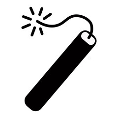 Explosive with transparent background. TNT lit about to explode. Dynamite icon indicating explosion.