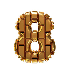 Symbol made of gold vertical bricks. number 8