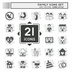 Icon Set Family. related to Love symbol. simple design editable. simple illustration
