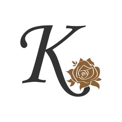 combination of letter and rose vector logo illustration design