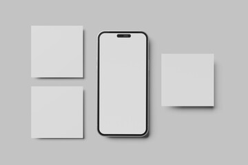 Phone Mockup with Blank Social Media Posts Template. Present Your Products and Branding.