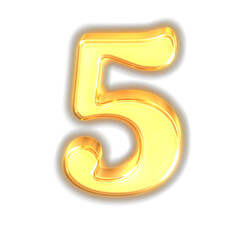Symbol made of glowing gold. number 5