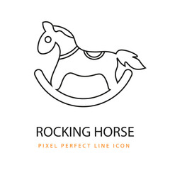 Rocking Horse Children Toy Icon Line Art Pixel Perfect Infant Baby Coloring Page