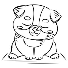 Isolated cute sketch of an asleep dog character Vector