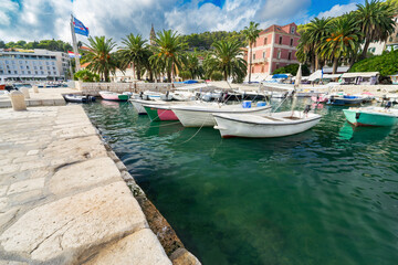 Fototapeta na wymiar Marina of Split, Croatia, largest city of the region of Dalmatia and popular touristic destination