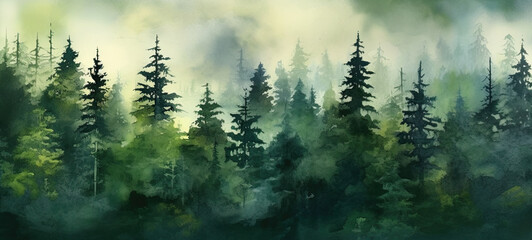 Abstract Watercolor dark forest green Art Painted Background