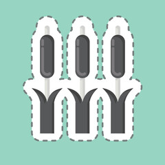 Sticker line cut Reeds. related to Environment symbol. simple illustration. conservation. earth. clean