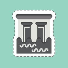 Sticker line cut Dam. related to Environment symbol. simple illustration. conservation. earth. clean
