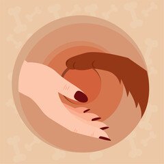 Isolated dog paw and human hand Vector