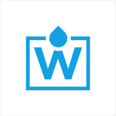 Letter W logo. Sea flowing sign. Water symbol. Blue. Vector illustration.