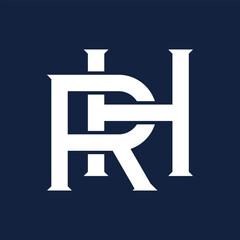 Initial letter H, R, HR or RH overlapping, interlock, monogram logo, black color on white background