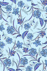 更紗花のテキスタイルパターン