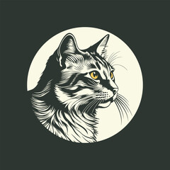 head cat illustration logo design vector symbol
