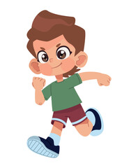 cute cartoon boy running icon