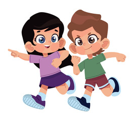runners girl and boy cartoon