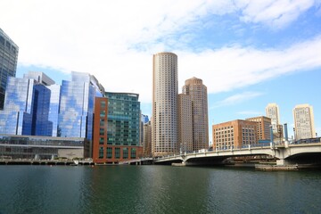 Fototapeta na wymiar Boston city skyline on the harbor 