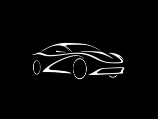 sports car icon design, car logo template. line art style