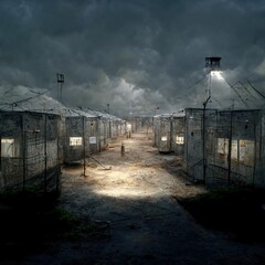 Hulk Hogan in a FEMA Concentration Camp for Forced Labor - obrazy, fototapety, plakaty