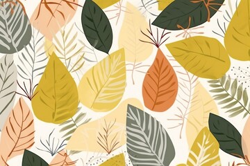 Botanical Elegance: Abstract Foliage Illustration on a Background Canvas. Generative AI